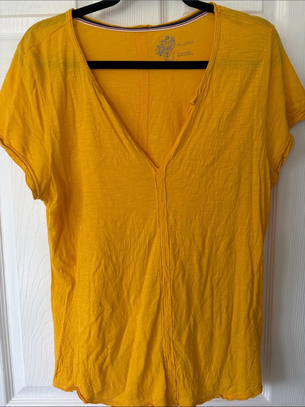Pilcro - Anthropologie Mustard V-Neck Short Sleeve Tee